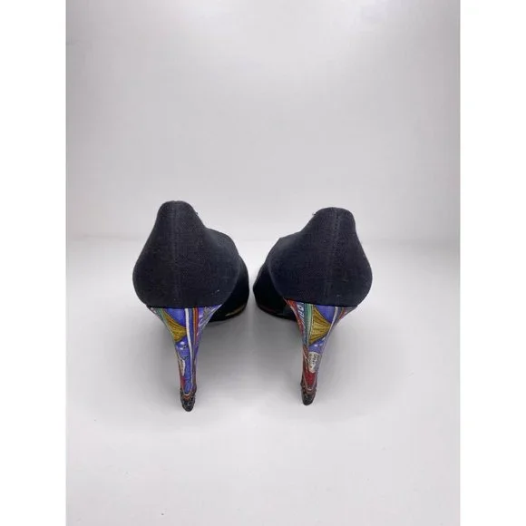 Nicole Miller x Stuart Weitzman Heels Size 8.5 VINTAGE Women's Fabric Art Pumps - Picture 5 of 6